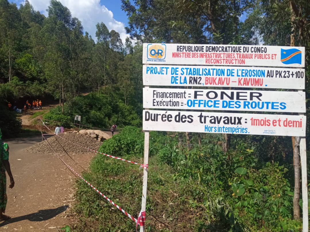 Sud-Kivu/FONER-OFFICE DES ROUTES : Annonce du début des travaux de stabilisation de l’érosion de Murhesa sur la RN2.