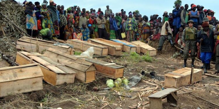 Nord-Kivu :  Inhumation des certains corps des victimes de guerre entre FARDC-M23 dans la ville de Goma ce mardi
