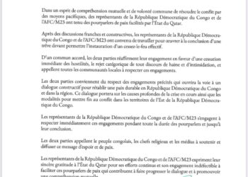 Guerre à l’Est de la RDC: À Doha, Kinshasa et le M23 s’engagent à mettre fin aux hostilités 